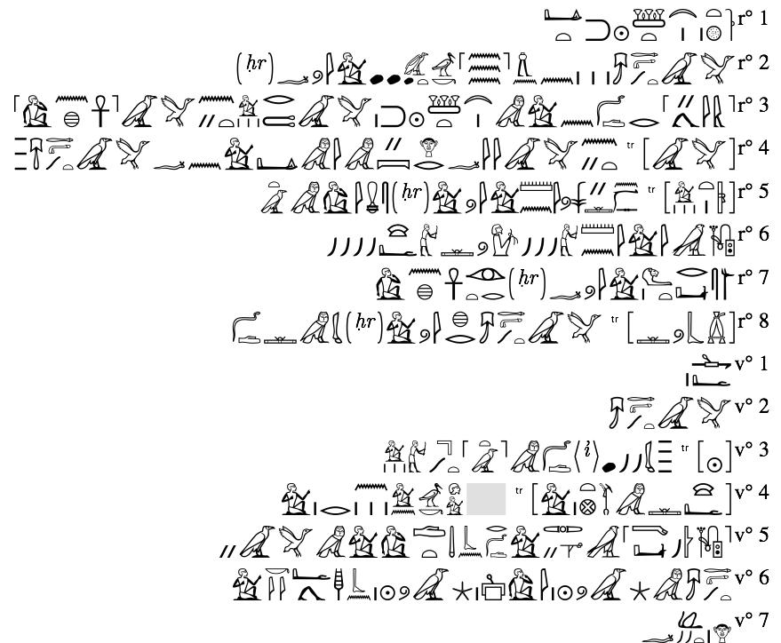 O. Ashmolean Museum 0182: Hierog. Trans.